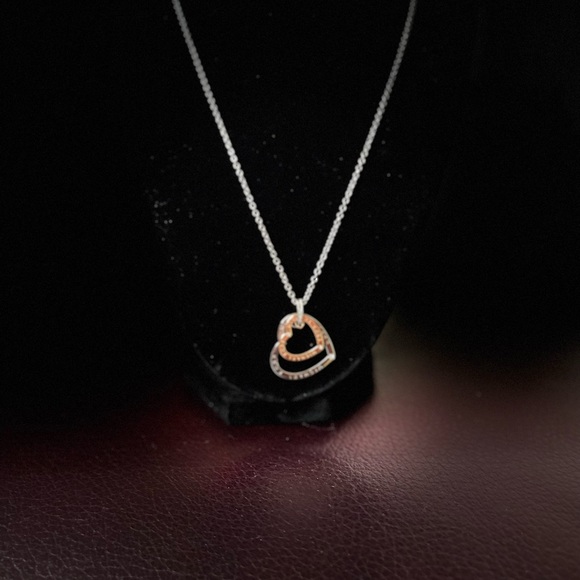 Michael Kors double chain hearts necklace sliver/rose gold tone NWT MKJ7898931 - Picture 3 of 12